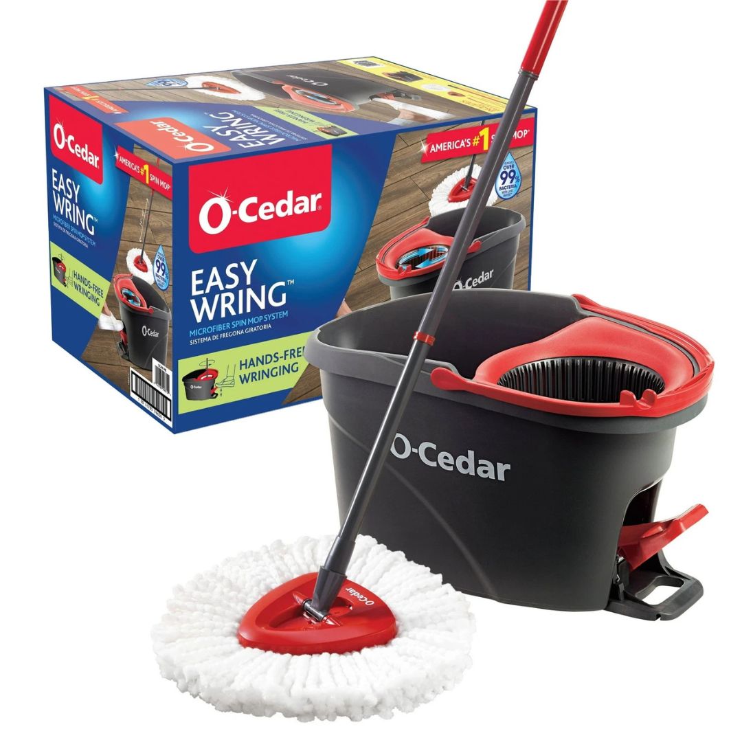 O-Cedar EasyWring Microfiber Spin Mop, Bucket Floor Cleaning System