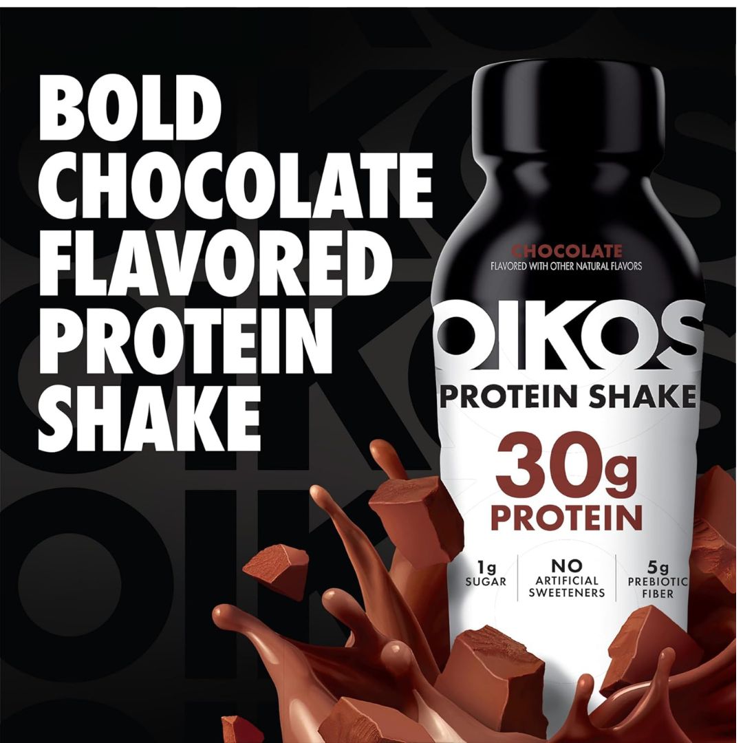 Oikos Protein Shake, Chocolate, 30g, 12 fl oz, 12 Pack